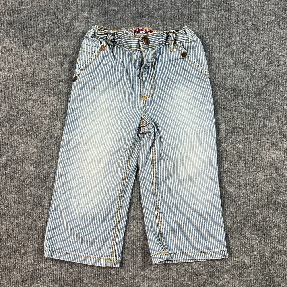 Peek Dungarees Jeans‎ Boys Extra Large 18/24 Months Blue Striped Denim Cotton